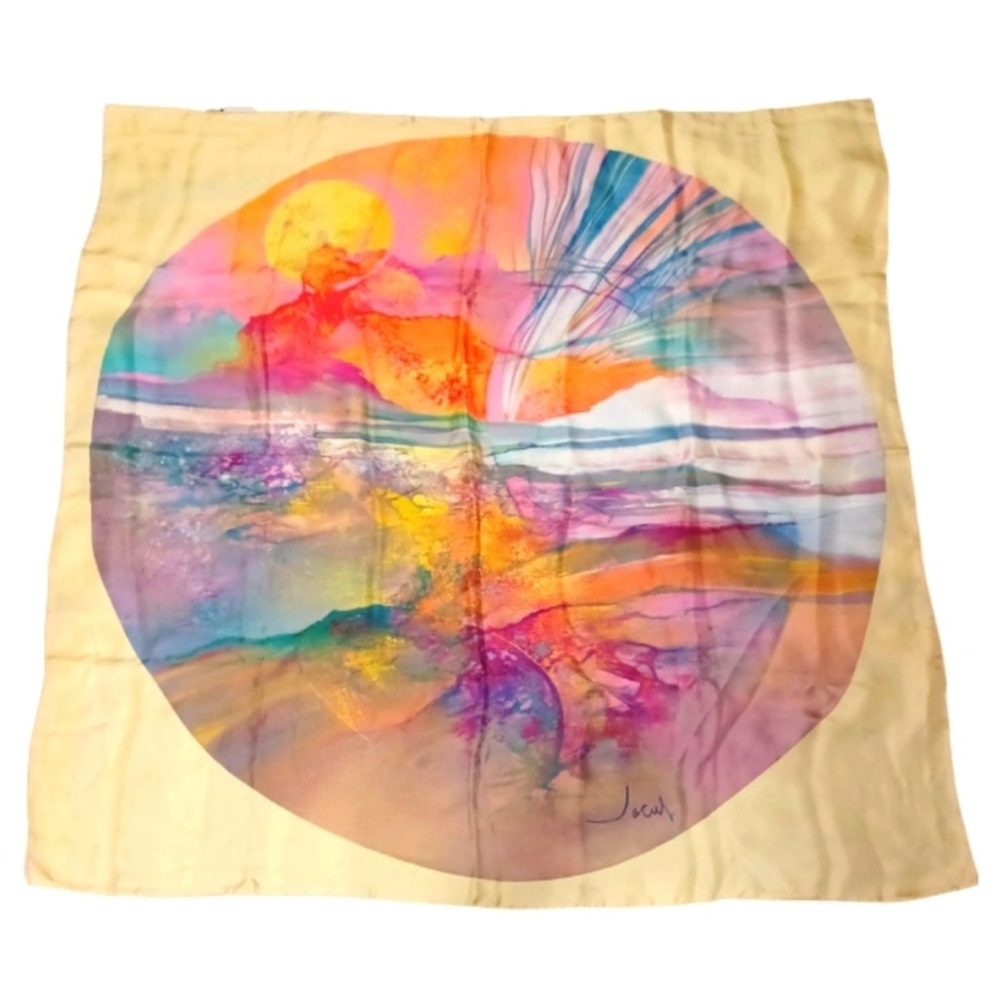French Vintage Snecma Silk scarf- exclusive corporate memorabilia sunset